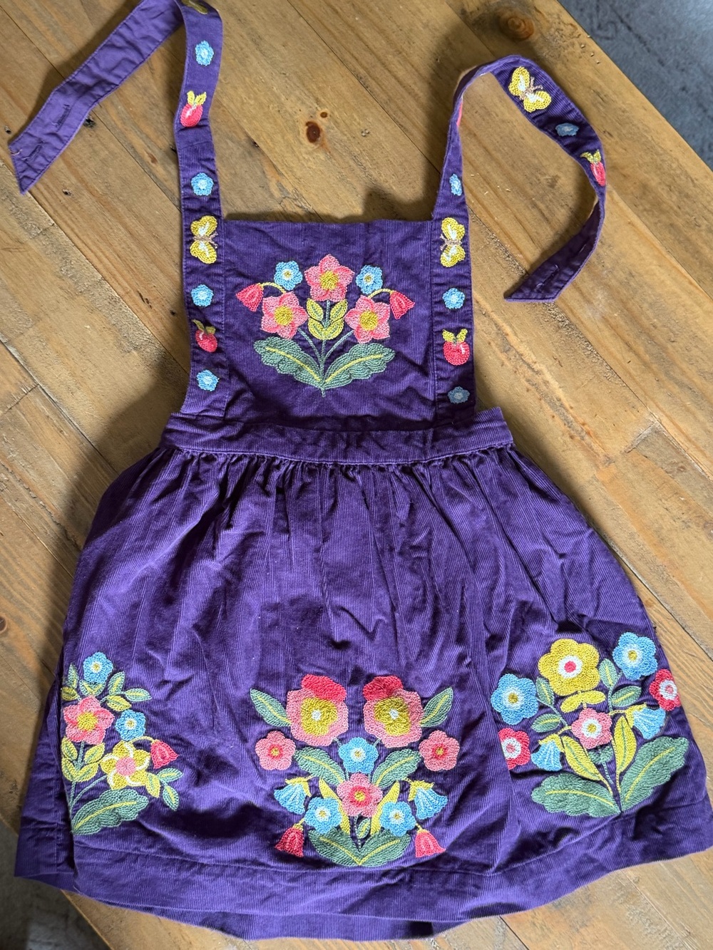 Mini Boden Purple Embroidered Girls' Pinafore Skirt